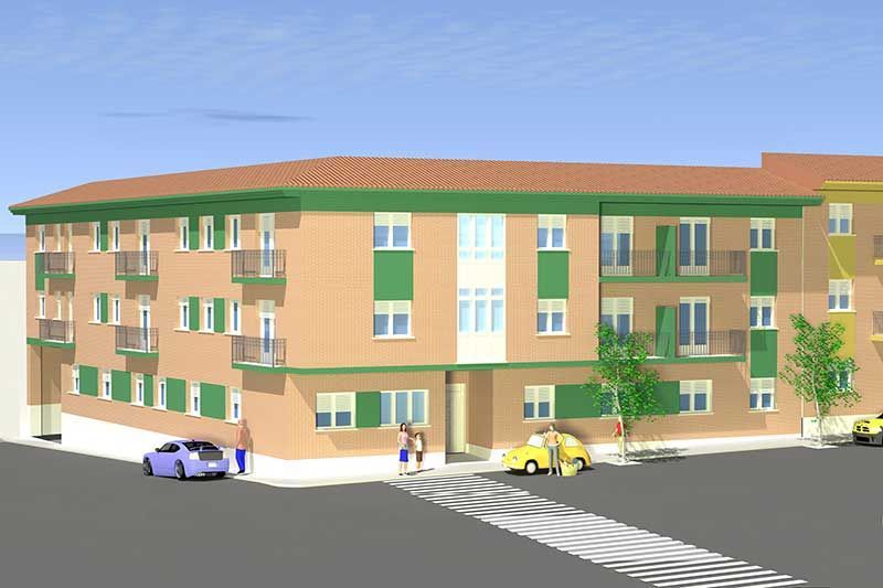 Infografía del bloque 34 viviendas VPO en Íscar