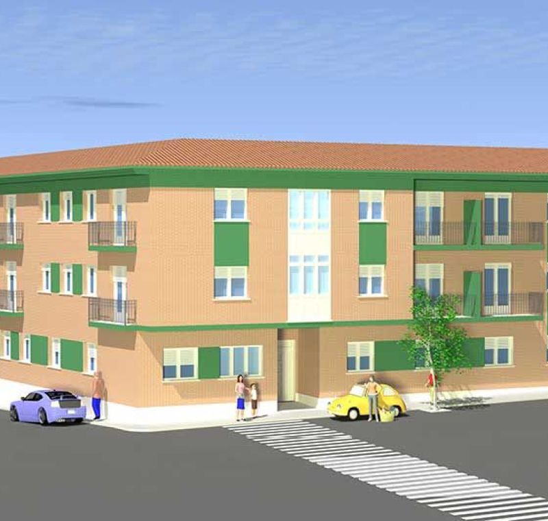 Infografía del bloque 34 viviendas VPO en Íscar